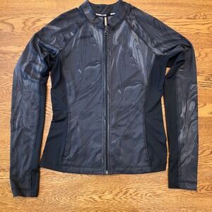 Abercrombie & Fitch Full Zip Jacket Sz M Athletic Workout Layering Black Marbled